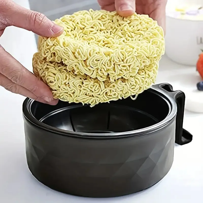 1 Set Rapid Microwave Ramen Cooker with Spoon, Fork, Chopsticks - ABS Microwave-Safe Cookware for Instant Noodles, Ideal for College Dorm Kitchen, Camping & Picnic Essentials
