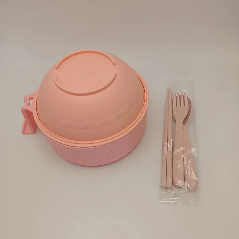 1 Set Rapid Microwave Ramen Cooker with Spoon, Fork, Chopsticks - ABS Microwave-Safe Cookware for Instant Noodles, Ideal for College Dorm Kitchen, Camping & Picnic Essentials