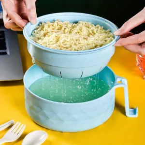 1 Set Rapid Microwave Ramen Cooker with Spoon, Fork, Chopsticks - ABS Microwave-Safe Cookware for Instant Noodles, Ideal for College Dorm Kitchen, Camping & Picnic Essentials