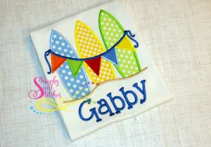 1082 - GIRLY SURF BOARD TRIO - APPLIQUE CHILD SHIRT