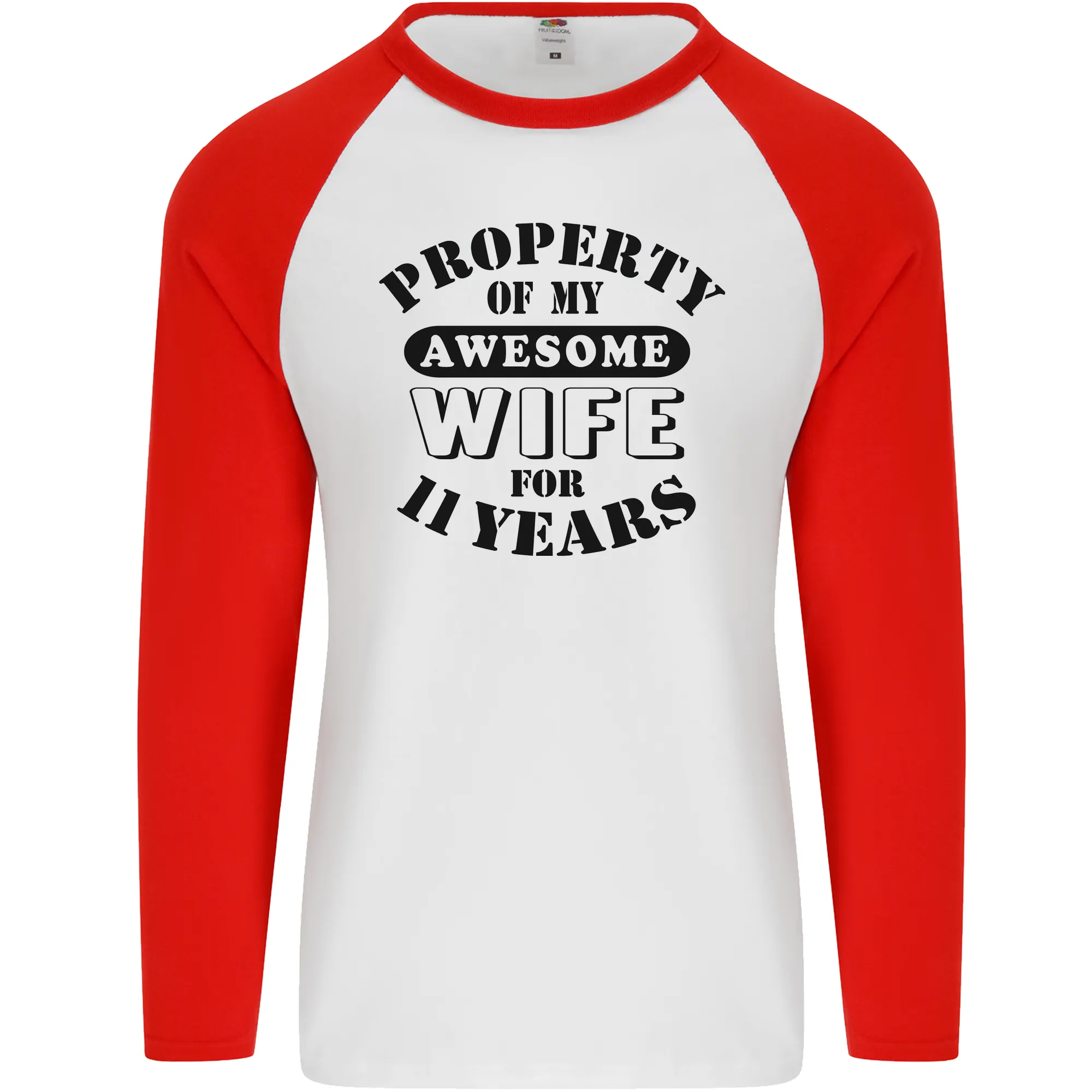 11th Wedding Anniversary 11 Year Funny Wife Mens L/S Baseball T-Shirt