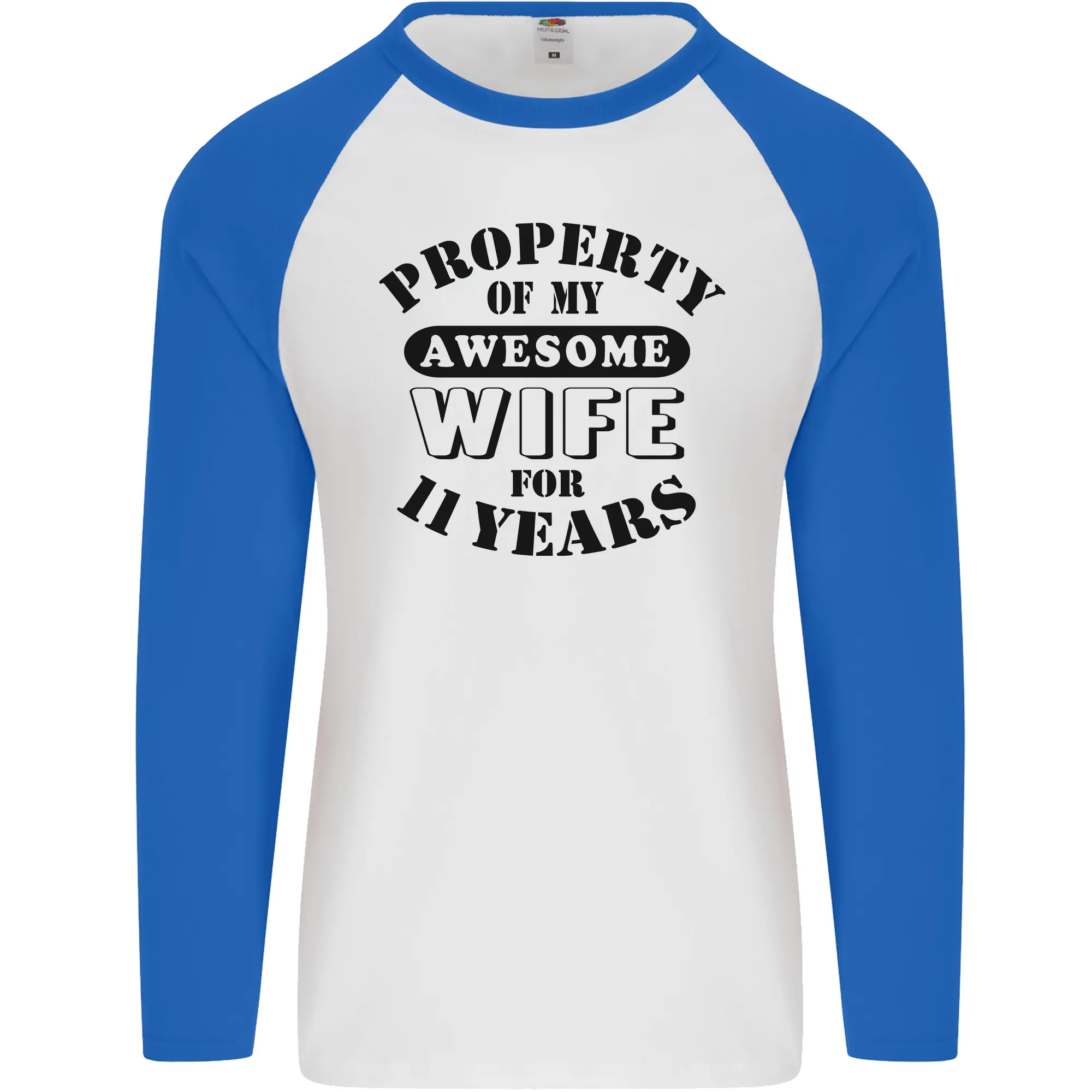 11th Wedding Anniversary 11 Year Funny Wife Mens L/S Baseball T-Shirt