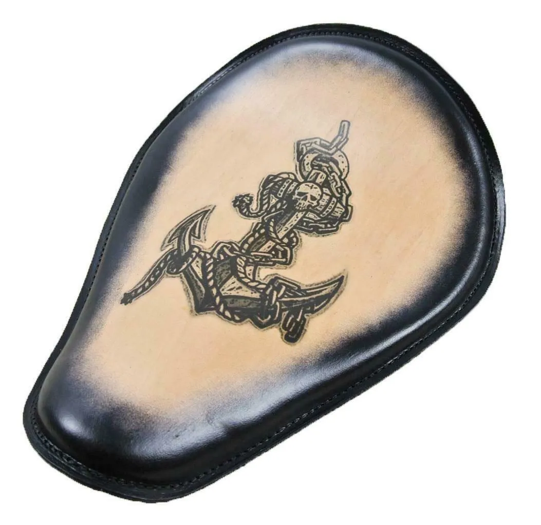 11x14 Pirate Anchor Tattoo Spring Solo Seat Chopper Harley Sportster Blk Frame