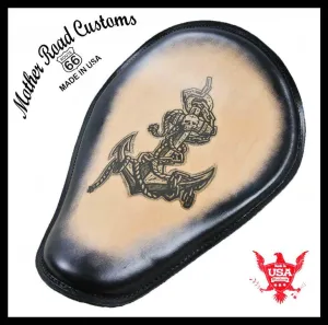 11x14 Pirate Anchor Tattoo Spring Solo Seat Chopper Harley Sportster Blk Frame