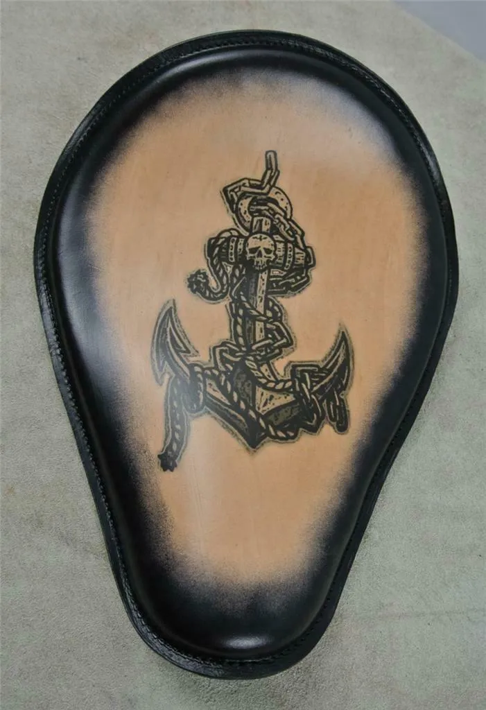 11x14 Pirate Anchor Tattoo Spring Solo Seat Chopper Harley Sportster Blk Frame