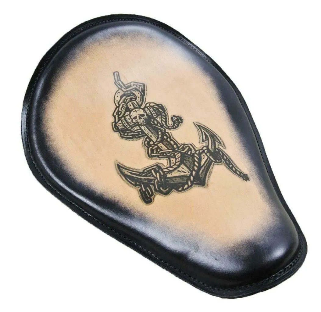 11x14 Pirate Anchor Tattoo Spring Solo Seat Chopper Harley Sportster Blk Frame