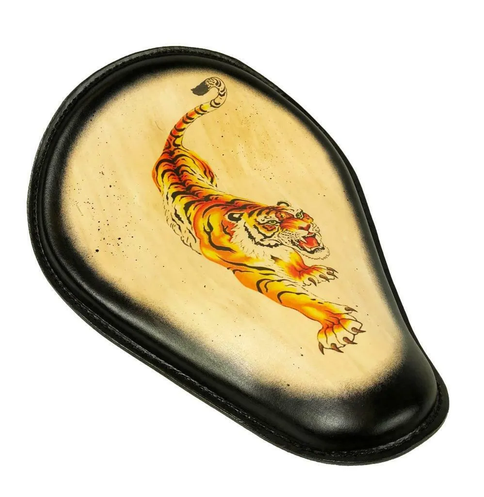 11x14 Tiger Tattoo Spring Solo Seat Chopper Harley Sportster Blk Bobber Frame