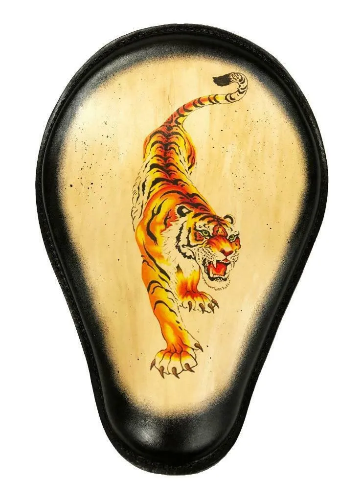 11x14 Tiger Tattoo Spring Solo Seat Chopper Harley Sportster Blk Bobber Frame