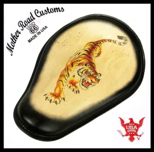 11x14 Tiger Tattoo Spring Solo Seat Chopper Harley Sportster Blk Bobber Frame