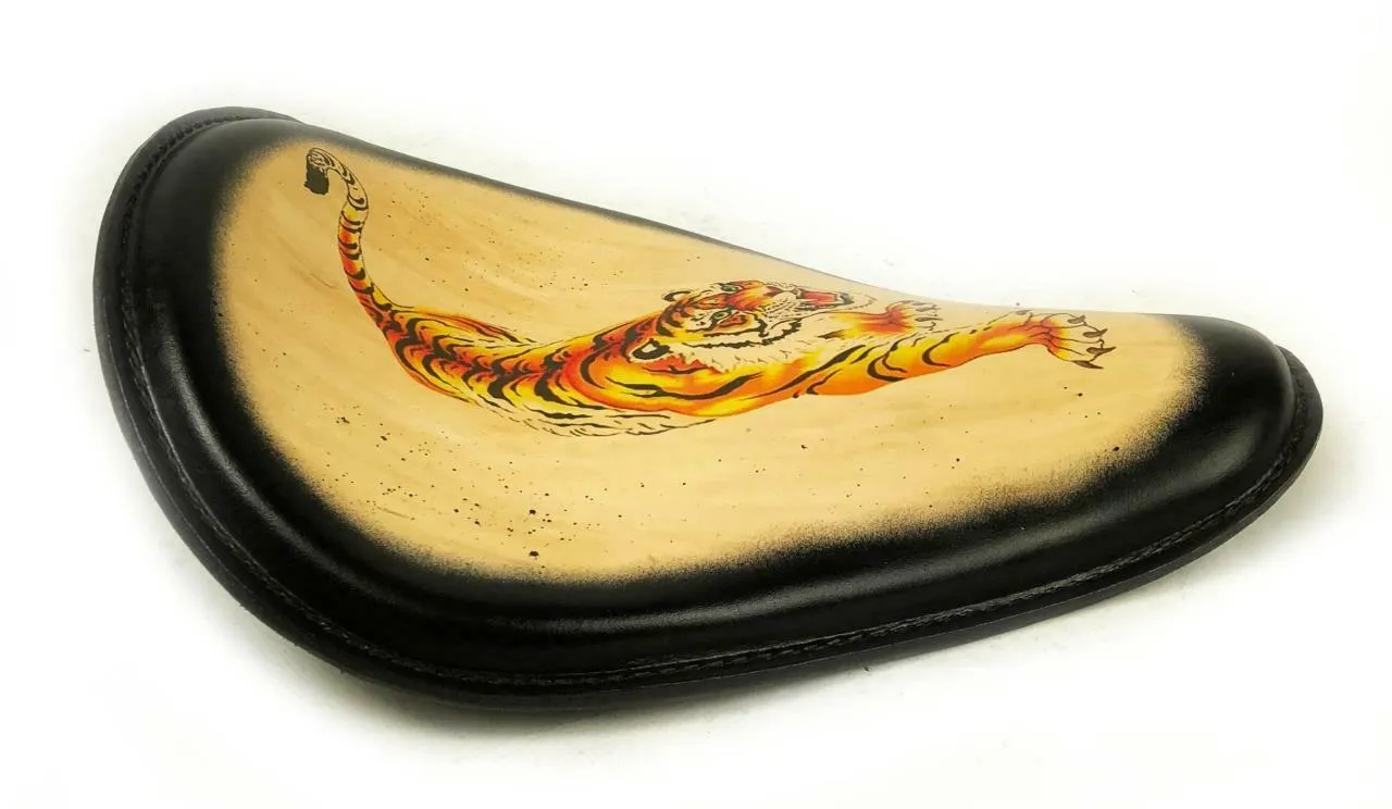 11x14 Tiger Tattoo Spring Solo Seat Chopper Harley Sportster Blk Bobber Frame