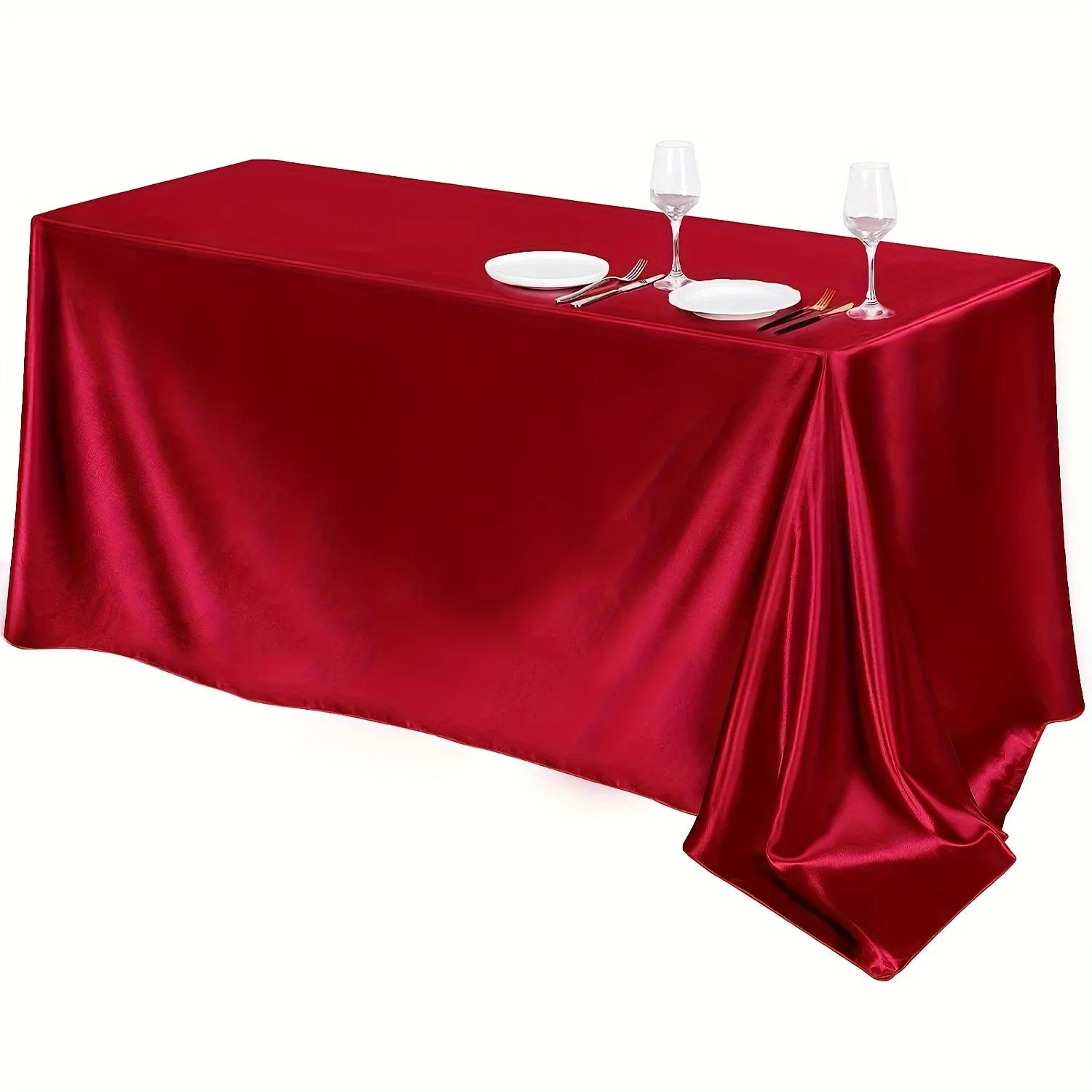 1pc Luxury Polyester Rectangle Tablecloth - Waterproof and Oil-Proof Satin Tablecover for Picnic, Holiday Party, Home Decor, Camping, and Wedding Banquet - Easy to Clean, Stain Resistant, and Durable Table Cloth with Simple Style Design