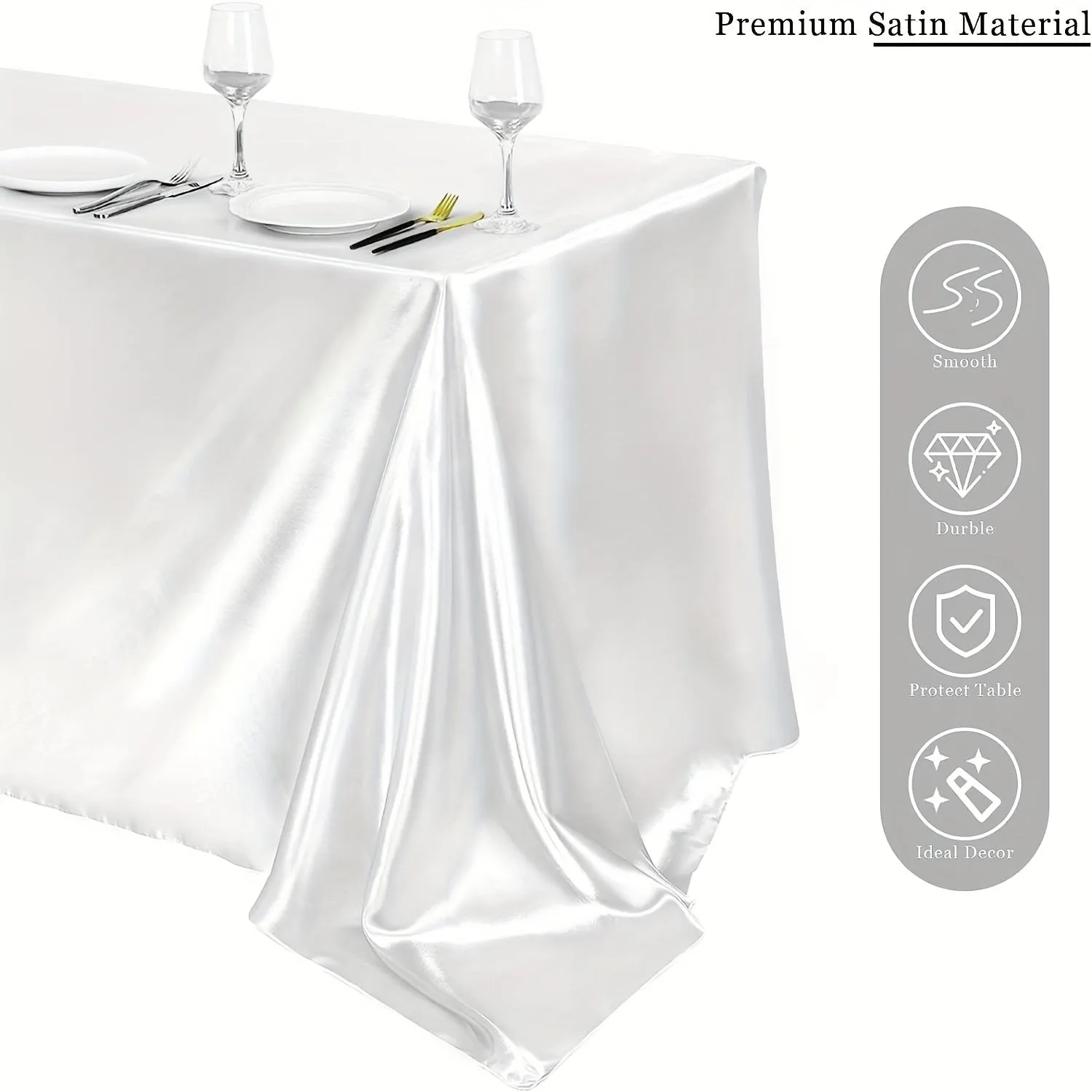 1pc Luxury Polyester Rectangle Tablecloth - Waterproof and Oil-Proof Satin Tablecover for Picnic, Holiday Party, Home Decor, Camping, and Wedding Banquet - Easy to Clean, Stain Resistant, and Durable Table Cloth with Simple Style Design