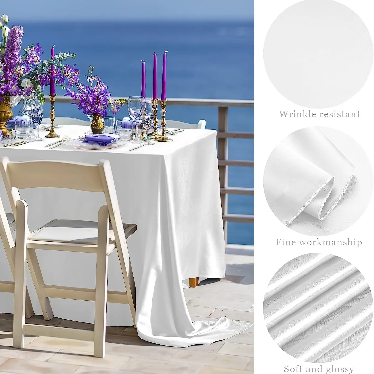 1pc Luxury Polyester Rectangle Tablecloth - Waterproof and Oil-Proof Satin Tablecover for Picnic, Holiday Party, Home Decor, Camping, and Wedding Banquet - Easy to Clean, Stain Resistant, and Durable Table Cloth with Simple Style Design