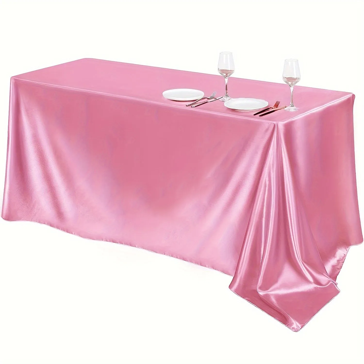 1pc Luxury Polyester Rectangle Tablecloth - Waterproof and Oil-Proof Satin Tablecover for Picnic, Holiday Party, Home Decor, Camping, and Wedding Banquet - Easy to Clean, Stain Resistant, and Durable Table Cloth with Simple Style Design