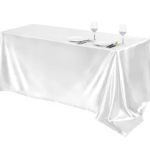 1pc Luxury Polyester Rectangle Tablecloth - Waterproof and Oil-Proof Satin Tablecover for Picnic, Holiday Party, Home Decor, Camping, and Wedding Banquet - Easy to Clean, Stain Resistant, and Durable Table Cloth with Simple Style Design