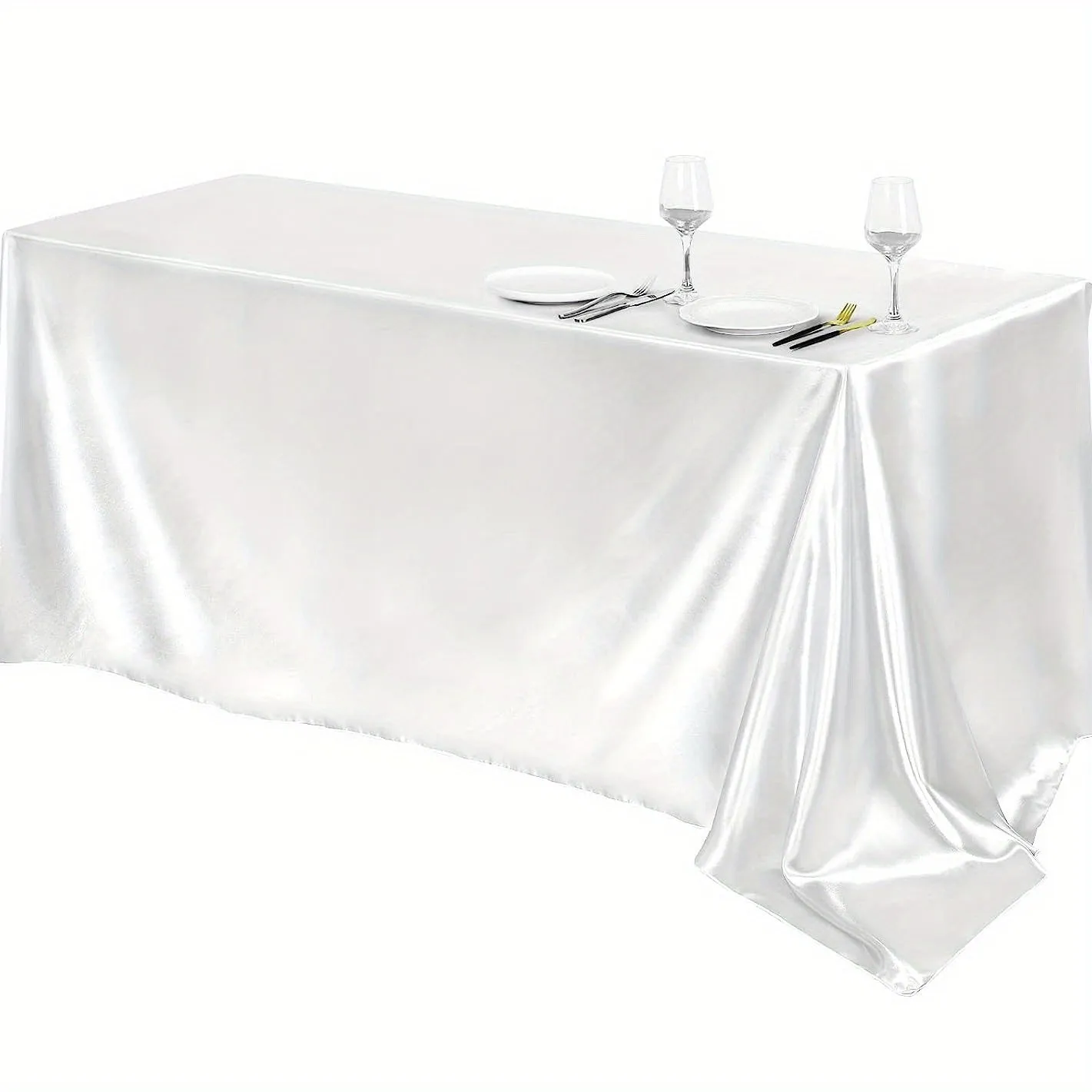 1pc Luxury Polyester Rectangle Tablecloth - Waterproof and Oil-Proof Satin Tablecover for Picnic, Holiday Party, Home Decor, Camping, and Wedding Banquet - Easy to Clean, Stain Resistant, and Durable Table Cloth with Simple Style Design