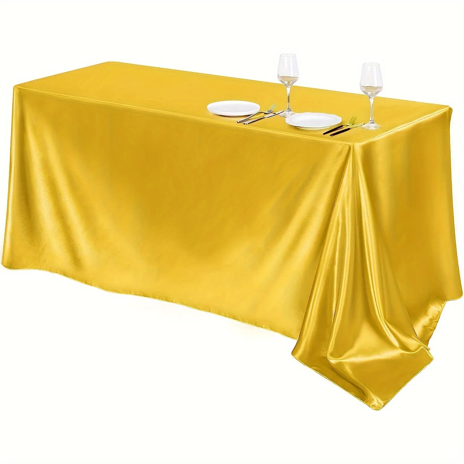 1pc Luxury Polyester Rectangle Tablecloth - Waterproof and Oil-Proof Satin Tablecover for Picnic, Holiday Party, Home Decor, Camping, and Wedding Banquet - Easy to Clean, Stain Resistant, and Durable Table Cloth with Simple Style Design