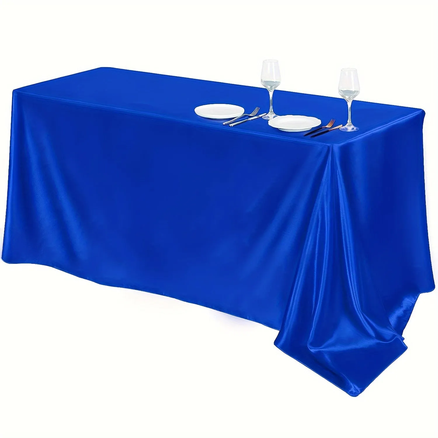 1pc Luxury Polyester Rectangle Tablecloth - Waterproof and Oil-Proof Satin Tablecover for Picnic, Holiday Party, Home Decor, Camping, and Wedding Banquet - Easy to Clean, Stain Resistant, and Durable Table Cloth with Simple Style Design