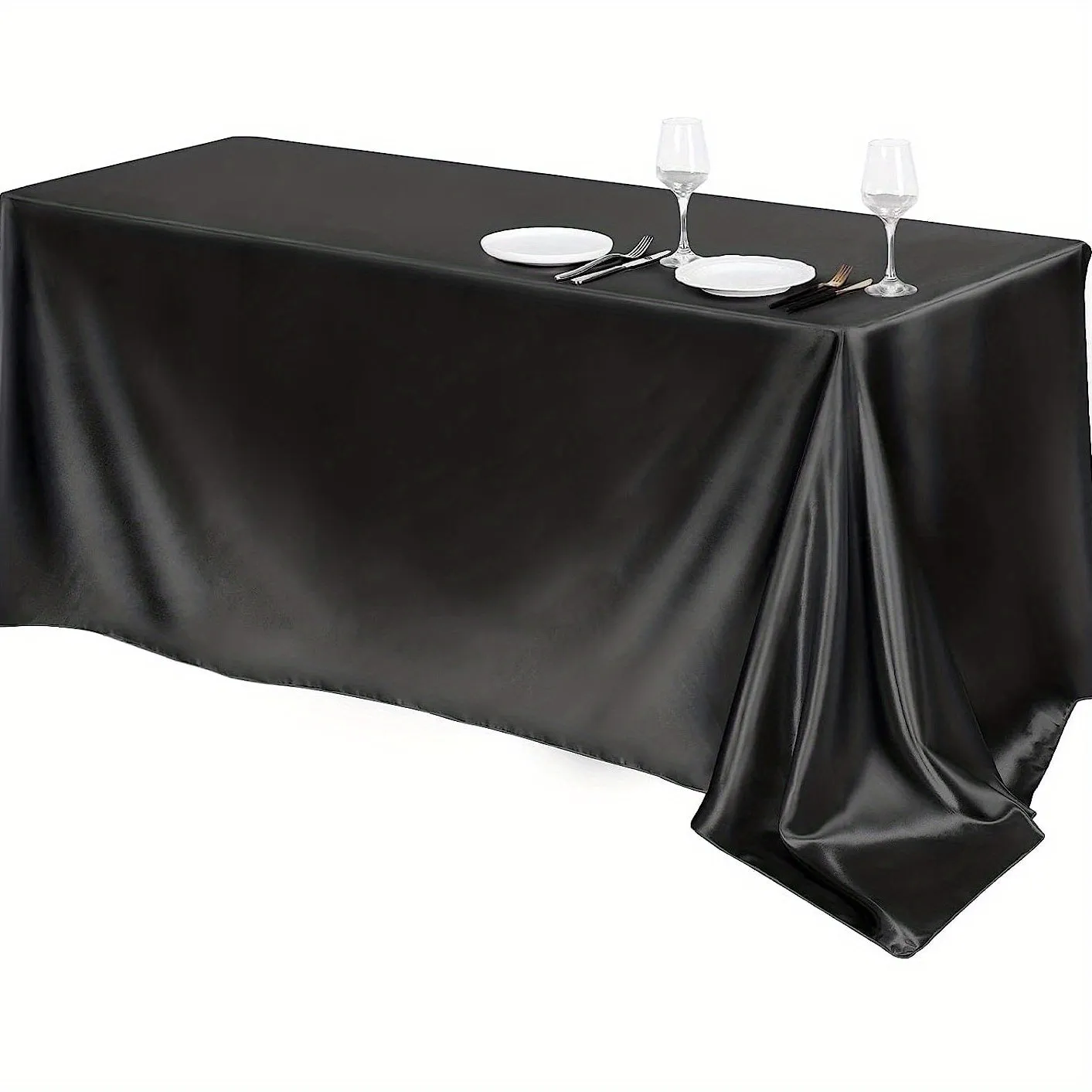 1pc Luxury Polyester Rectangle Tablecloth - Waterproof and Oil-Proof Satin Tablecover for Picnic, Holiday Party, Home Decor, Camping, and Wedding Banquet - Easy to Clean, Stain Resistant, and Durable Table Cloth with Simple Style Design