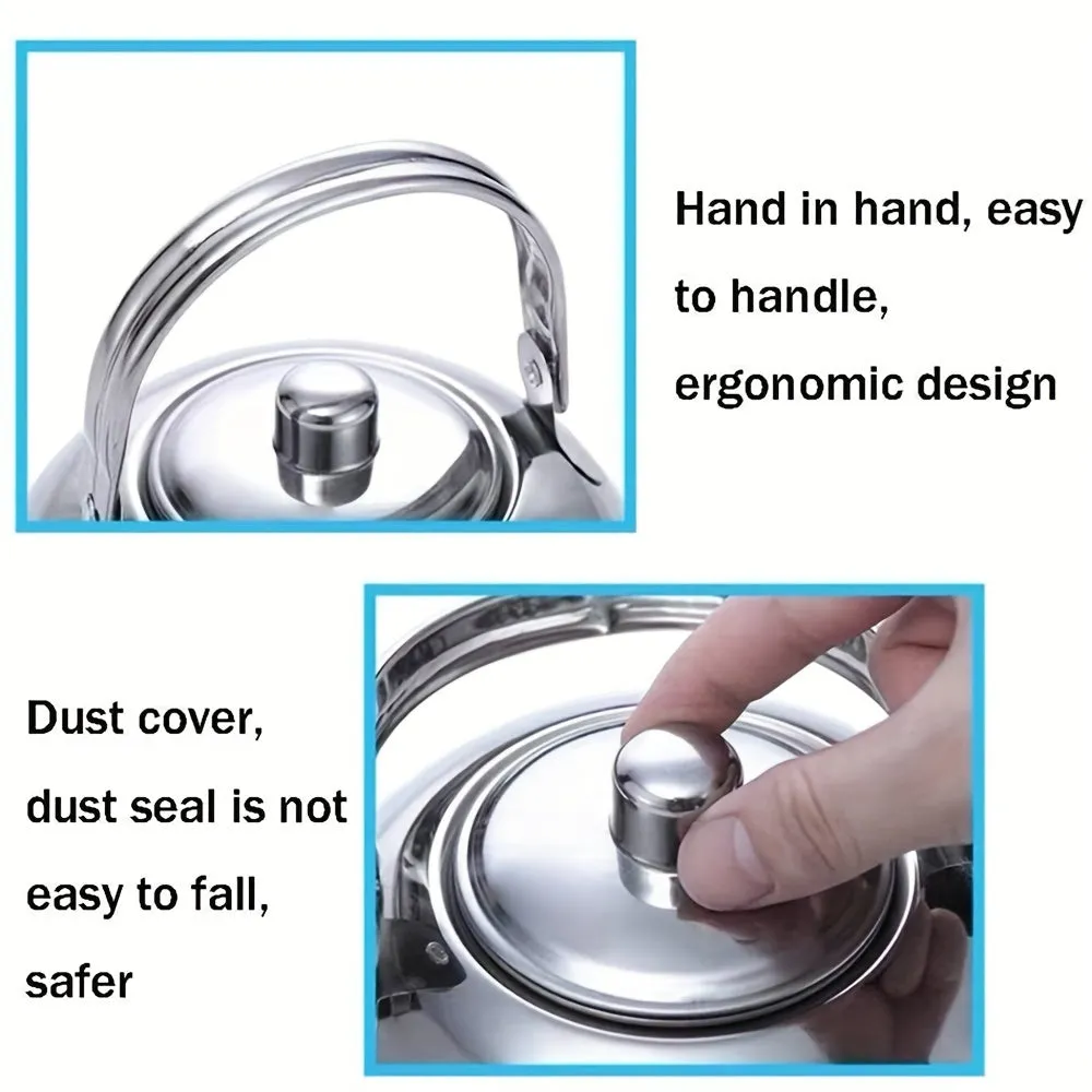 1pc, Premium Stainless Steel Water Kettle - Durable Thickened Design, Extra-Large Capacity for Multiple Servings, Rapid Boiling Function - Perfect for Outdoor Adventures, Camping, and Picnic