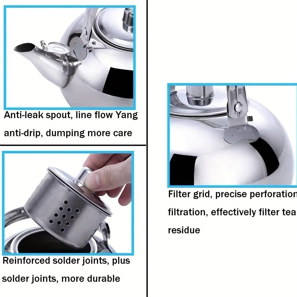 1pc, Premium Stainless Steel Water Kettle - Durable Thickened Design, Extra-Large Capacity for Multiple Servings, Rapid Boiling Function - Perfect for Outdoor Adventures, Camping, and Picnic