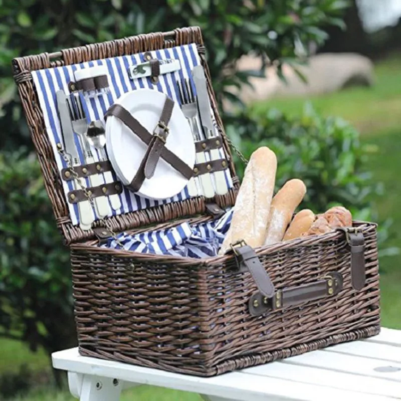 2 Person Picnic Willow Hamper Navy Stripe