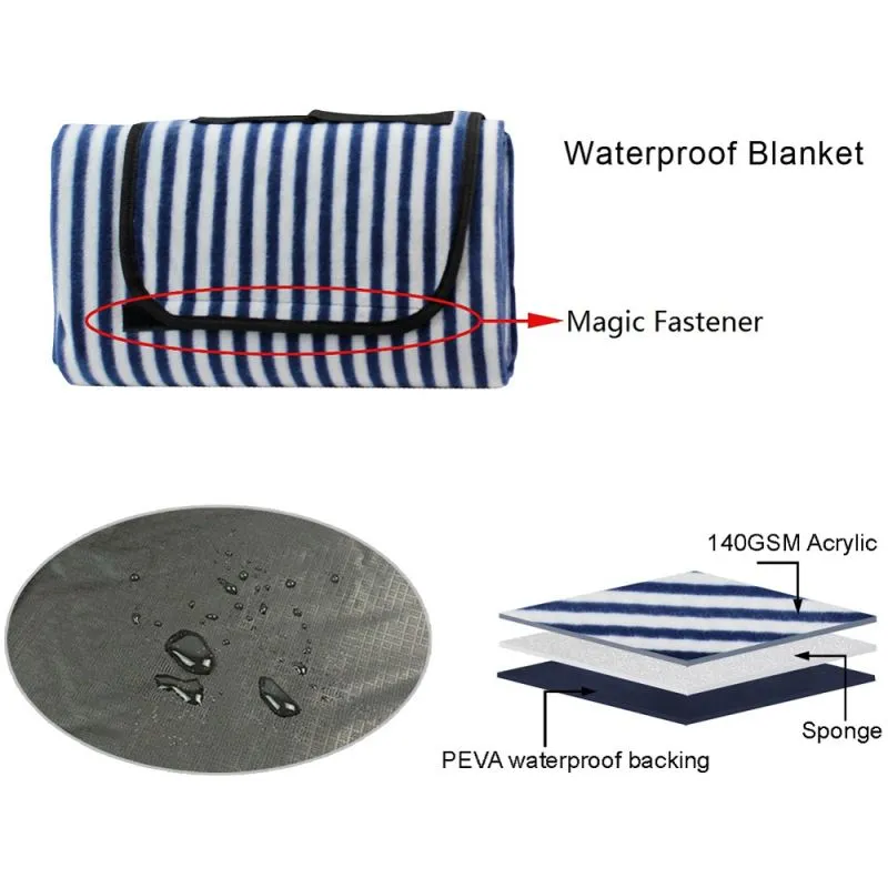 2 Person Picnic Willow Hamper Navy Stripe