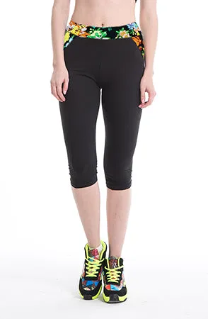 2017 Yomsong Floral Printing Capris Leggings Lady's  Casual Stretched Pants  Elastic Cropped Leggings  Women  Legging RL156