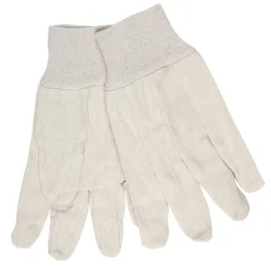 8oz White Cotton Canvas Work Gloves with Clute Pattern, Straight Thumb and Knit Wrist, Size Large (12 Pairs)