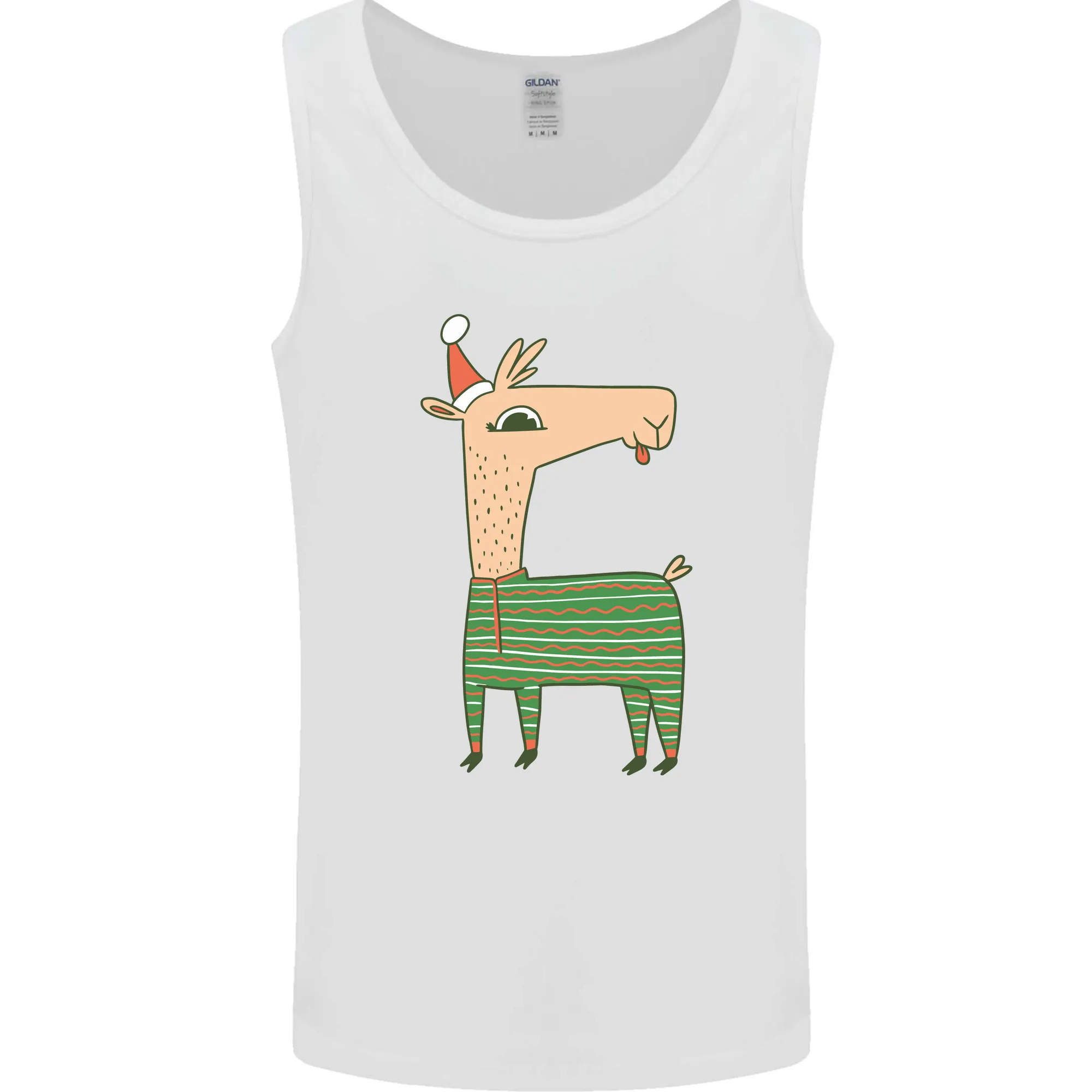 A Christmas Llama Wearing an Xmas Hat Mens Vest Tank Top