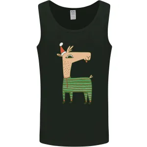 A Christmas Llama Wearing an Xmas Hat Mens Vest Tank Top