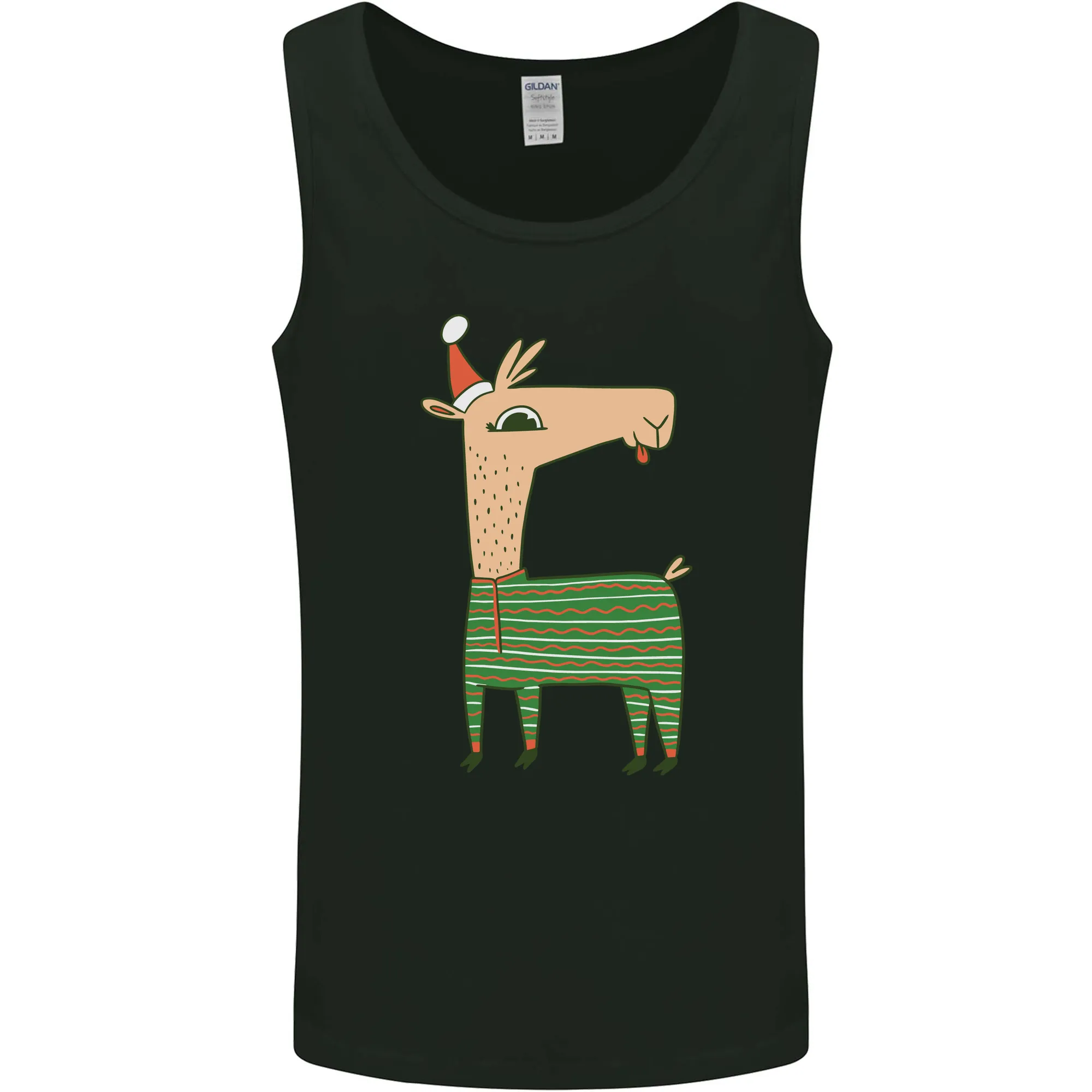 A Christmas Llama Wearing an Xmas Hat Mens Vest Tank Top