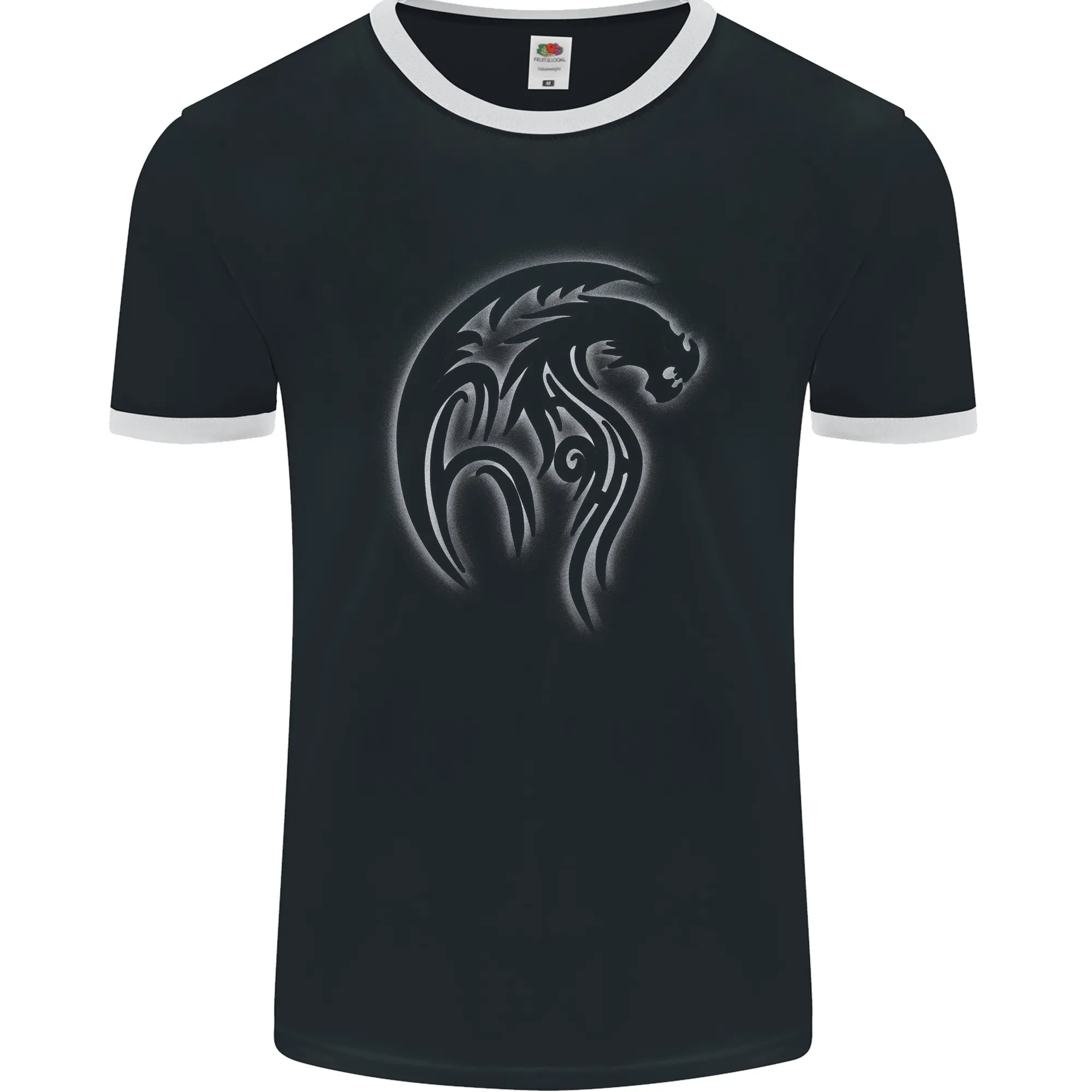 A Tribal Dragon Tattoo Style Mens Ringer T-Shirt FotL
