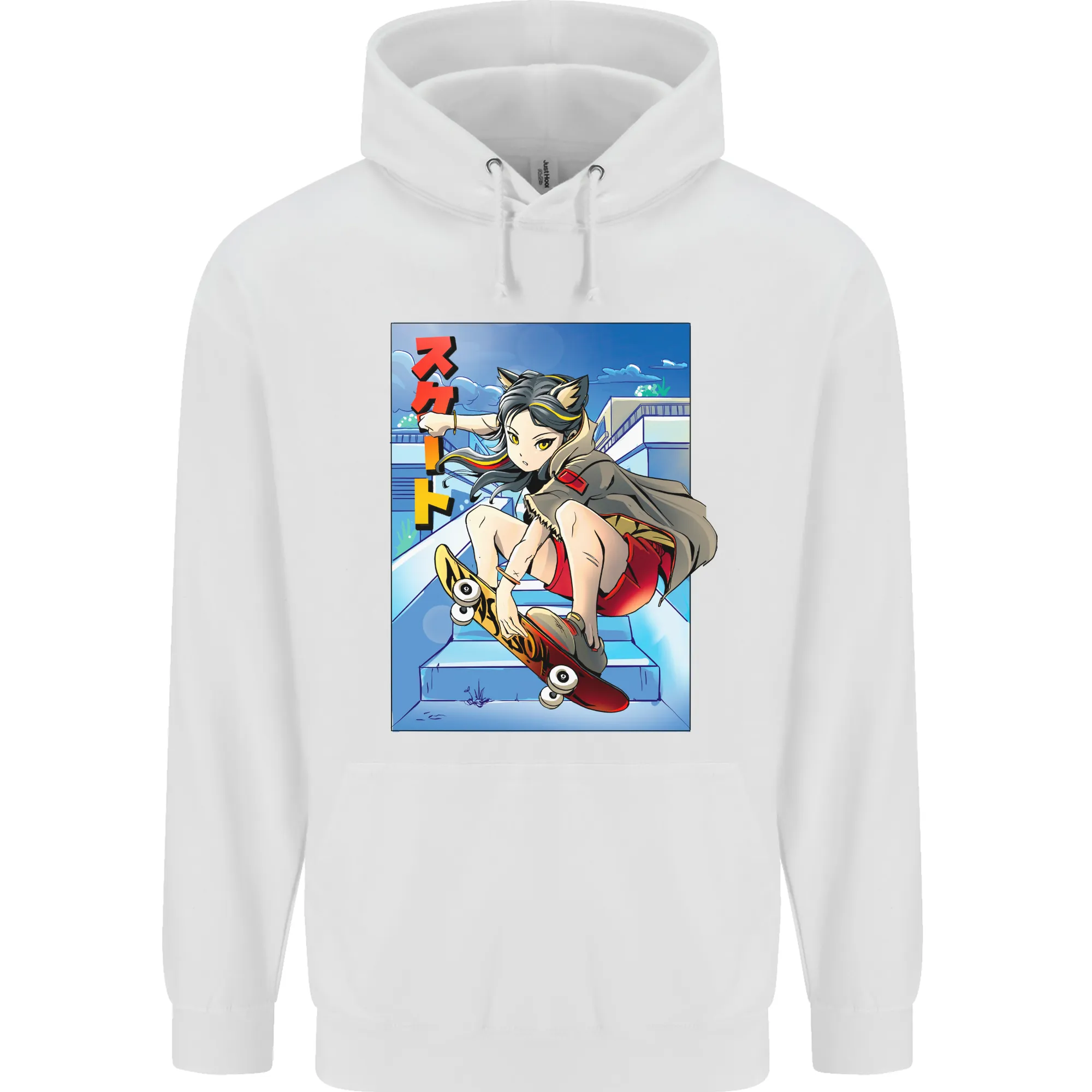 Anime Skater Girl Skateboard Skateboarding Mens 80% Cotton Hoodie