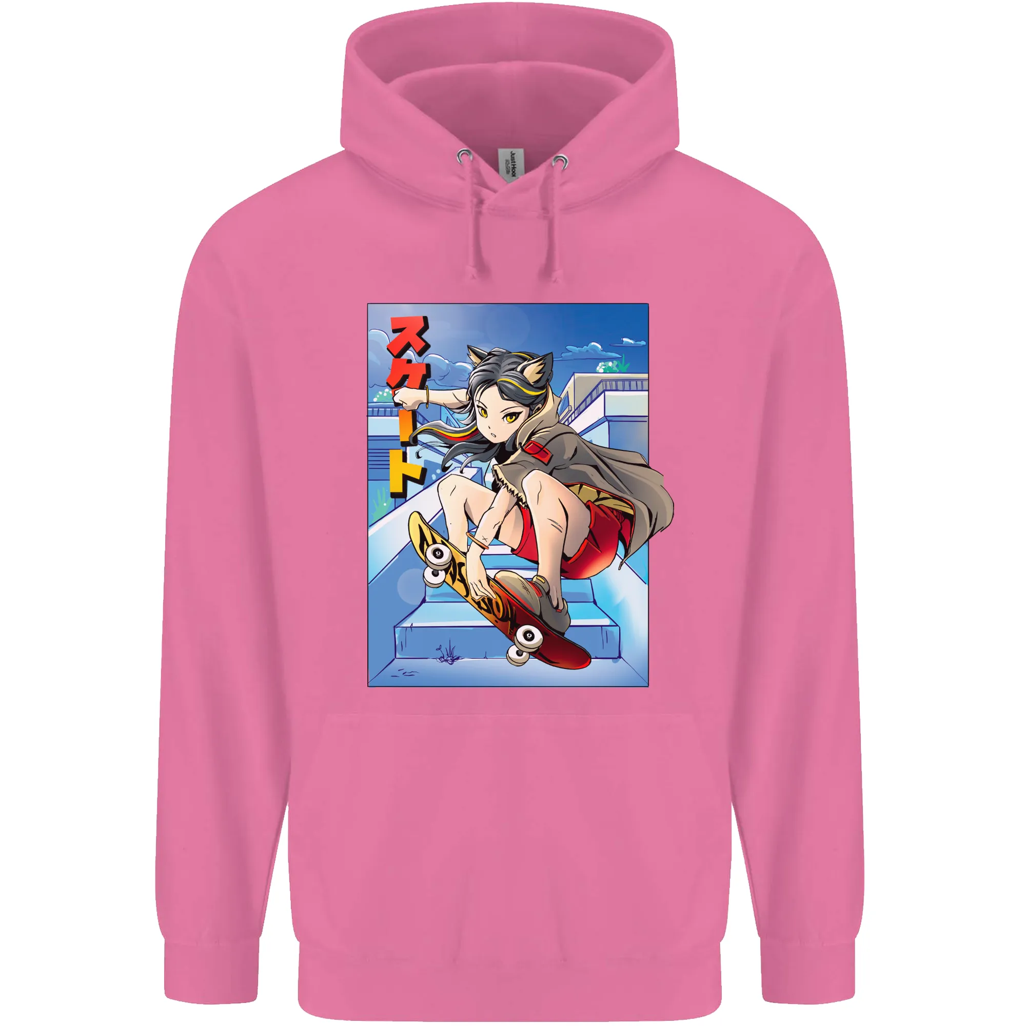Anime Skater Girl Skateboard Skateboarding Mens 80% Cotton Hoodie