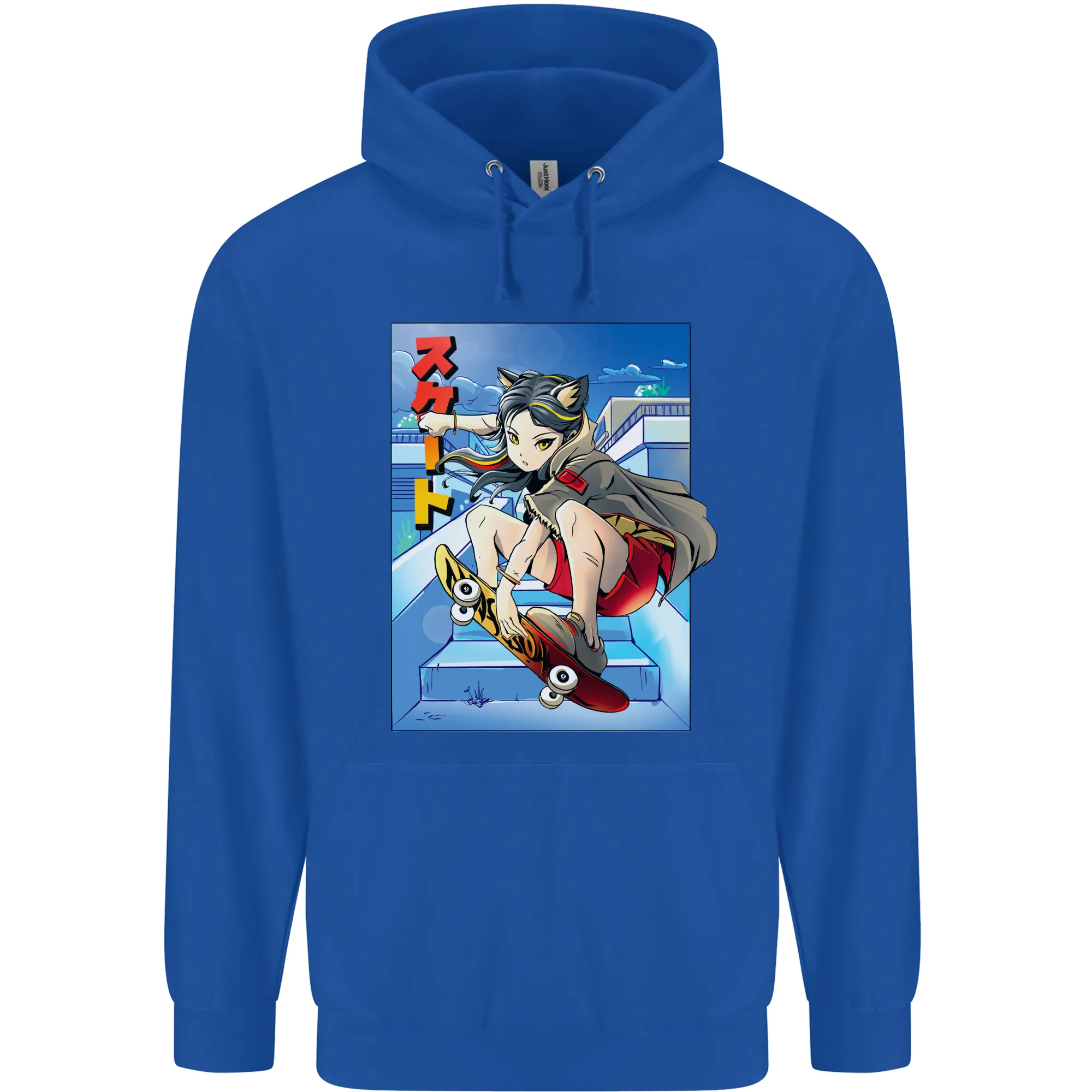Anime Skater Girl Skateboard Skateboarding Mens 80% Cotton Hoodie