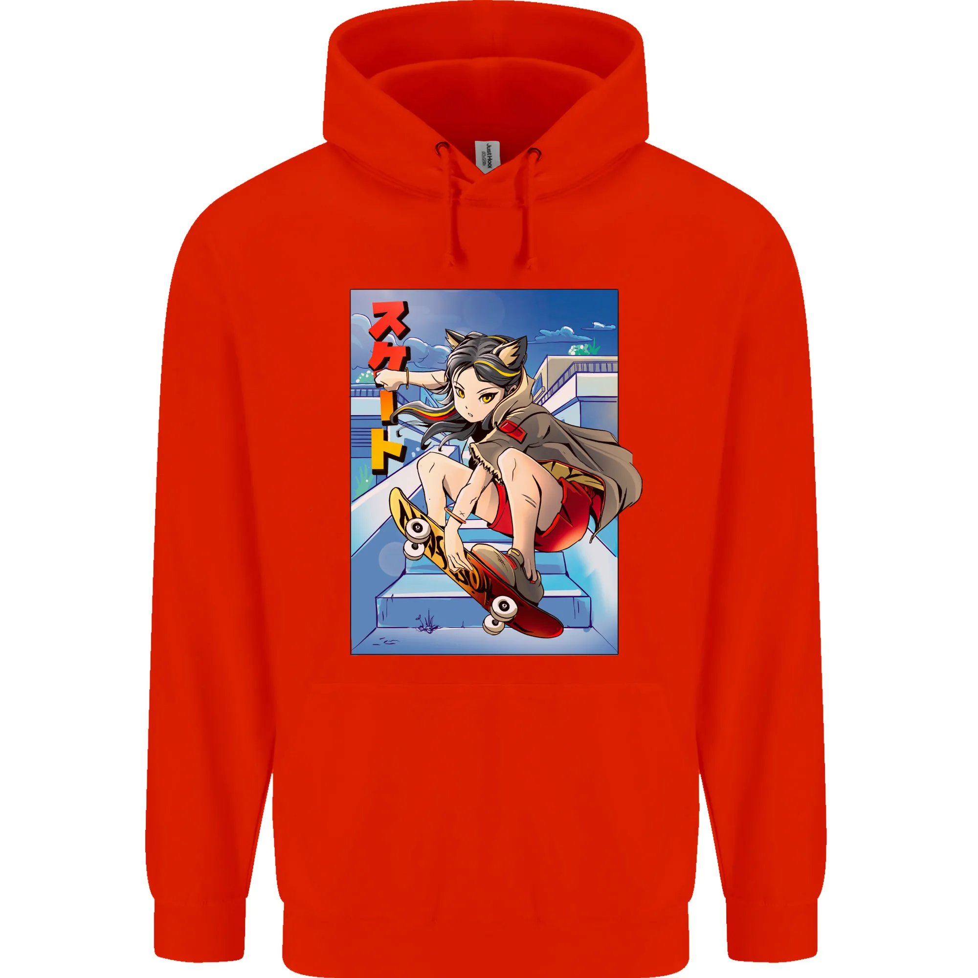 Anime Skater Girl Skateboard Skateboarding Mens 80% Cotton Hoodie