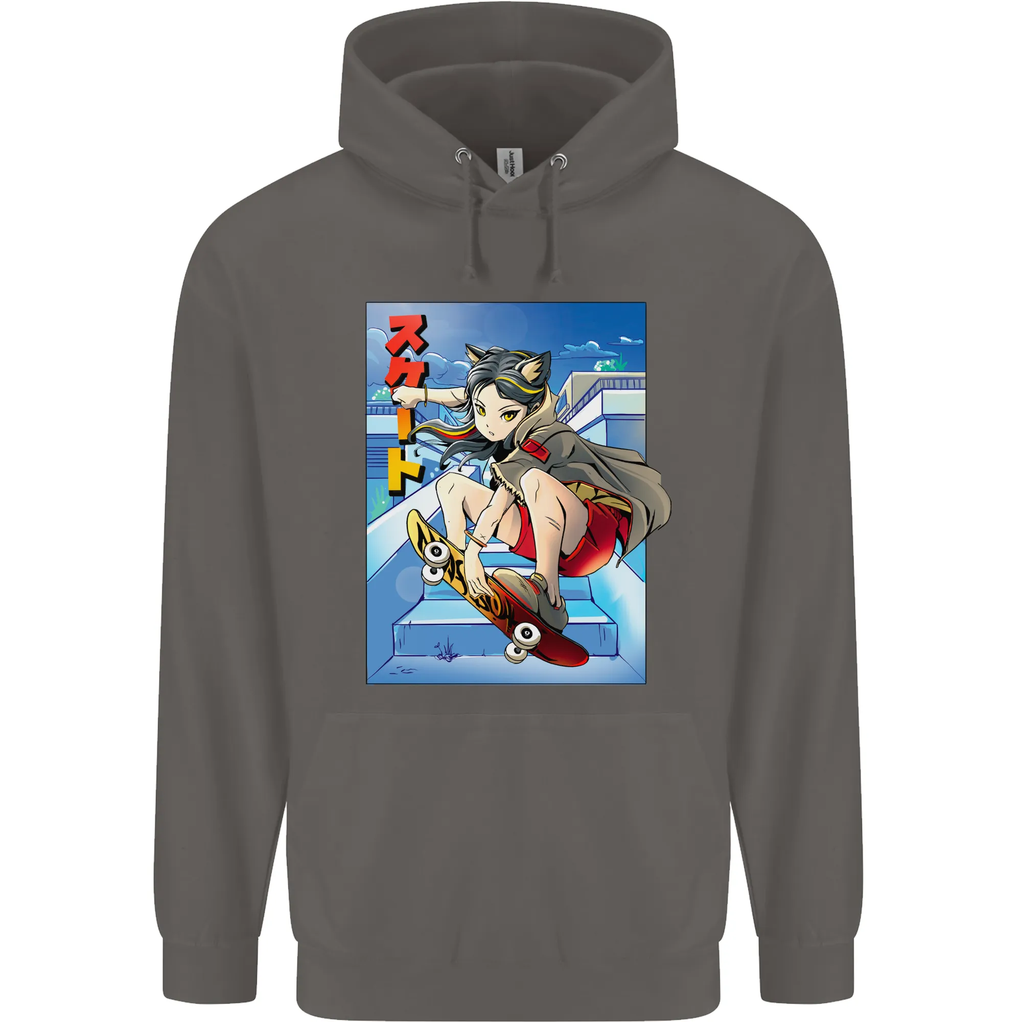 Anime Skater Girl Skateboard Skateboarding Mens 80% Cotton Hoodie