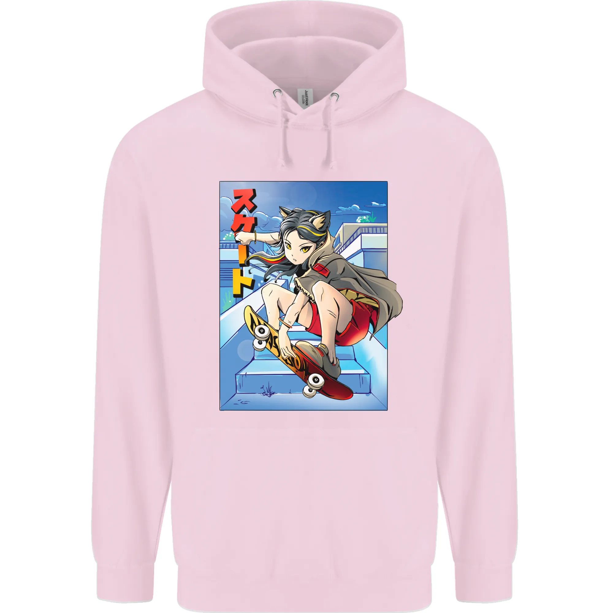 Anime Skater Girl Skateboard Skateboarding Mens 80% Cotton Hoodie