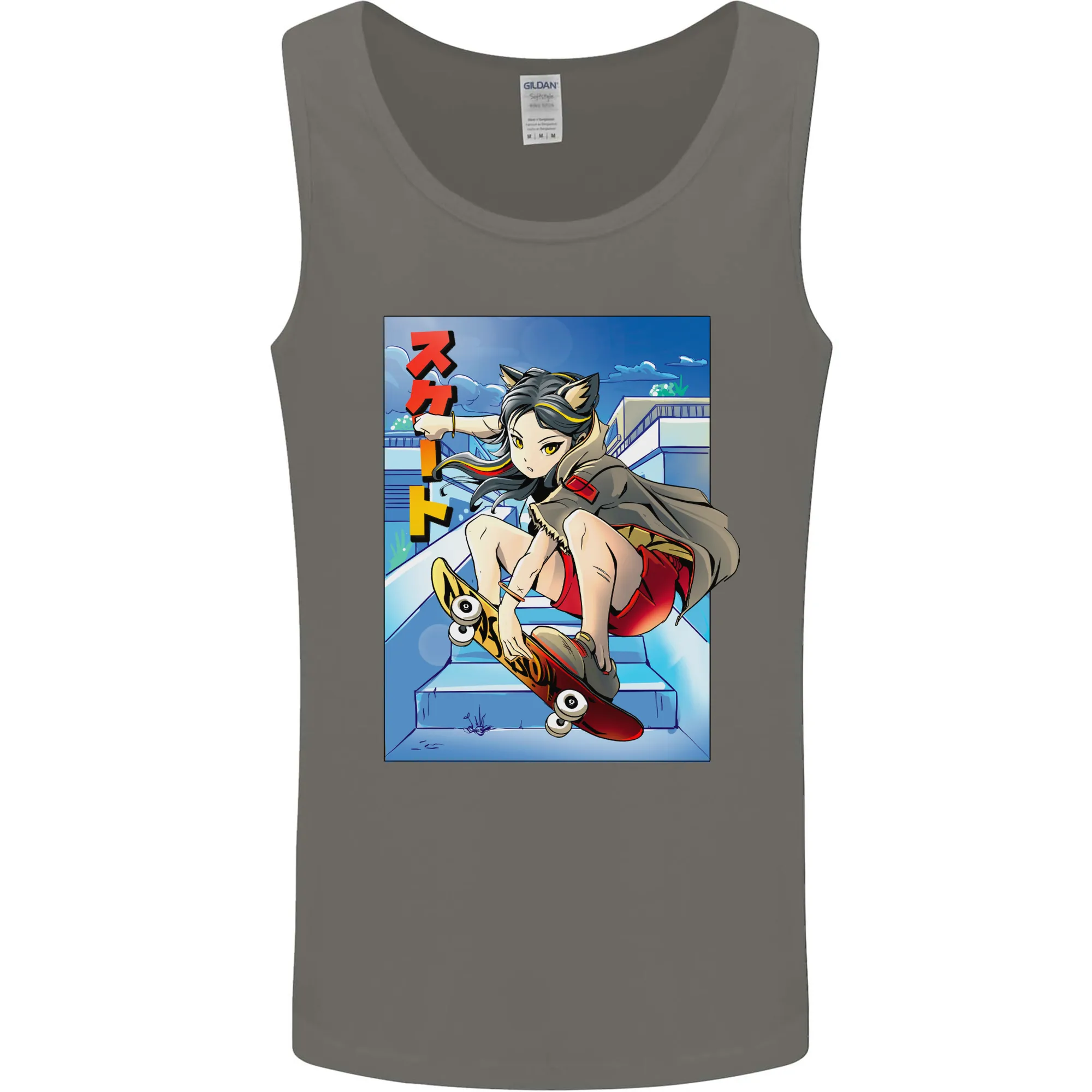 Anime Skater Girl Skateboard Skateboarding Mens Vest Tank Top