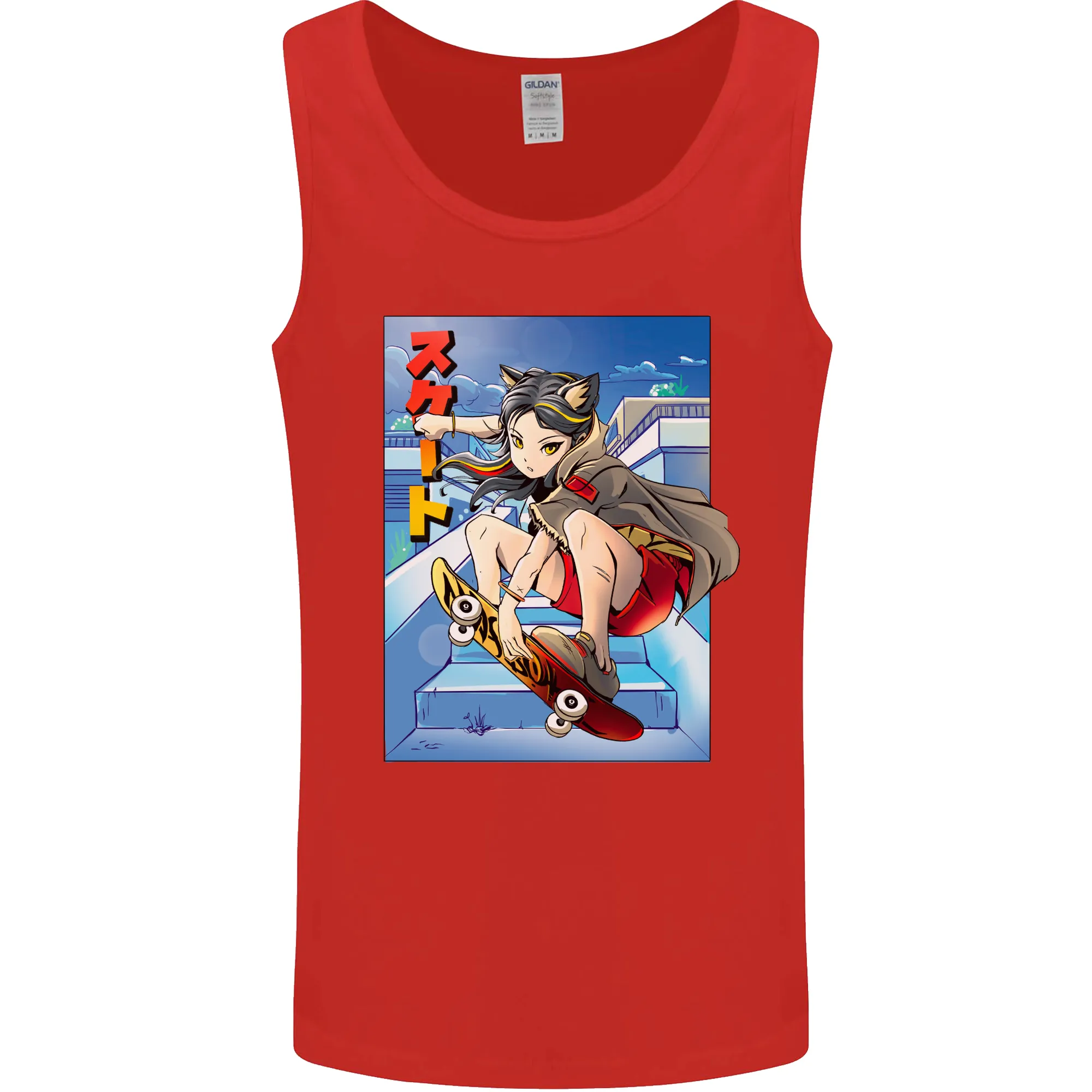 Anime Skater Girl Skateboard Skateboarding Mens Vest Tank Top