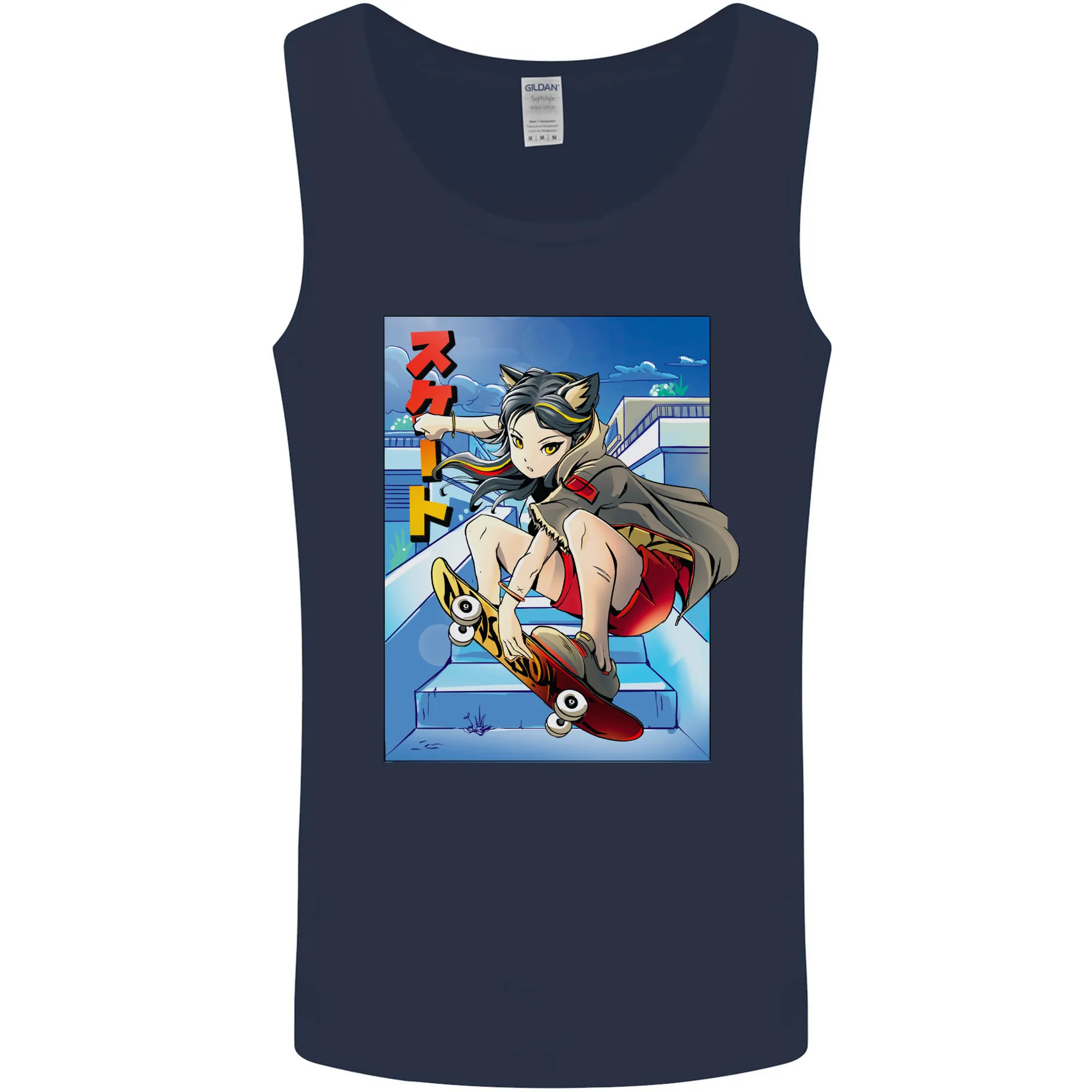 Anime Skater Girl Skateboard Skateboarding Mens Vest Tank Top