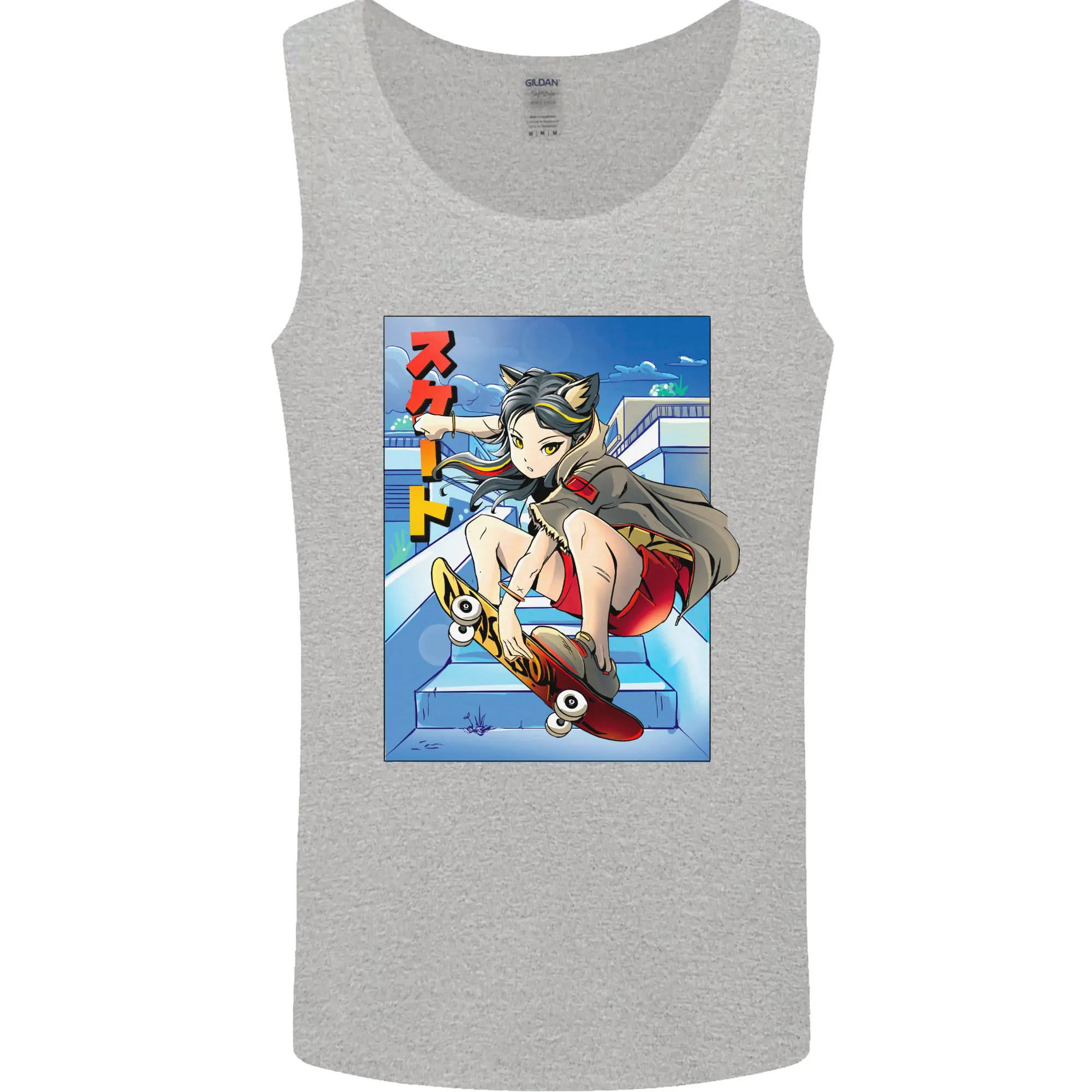 Anime Skater Girl Skateboard Skateboarding Mens Vest Tank Top