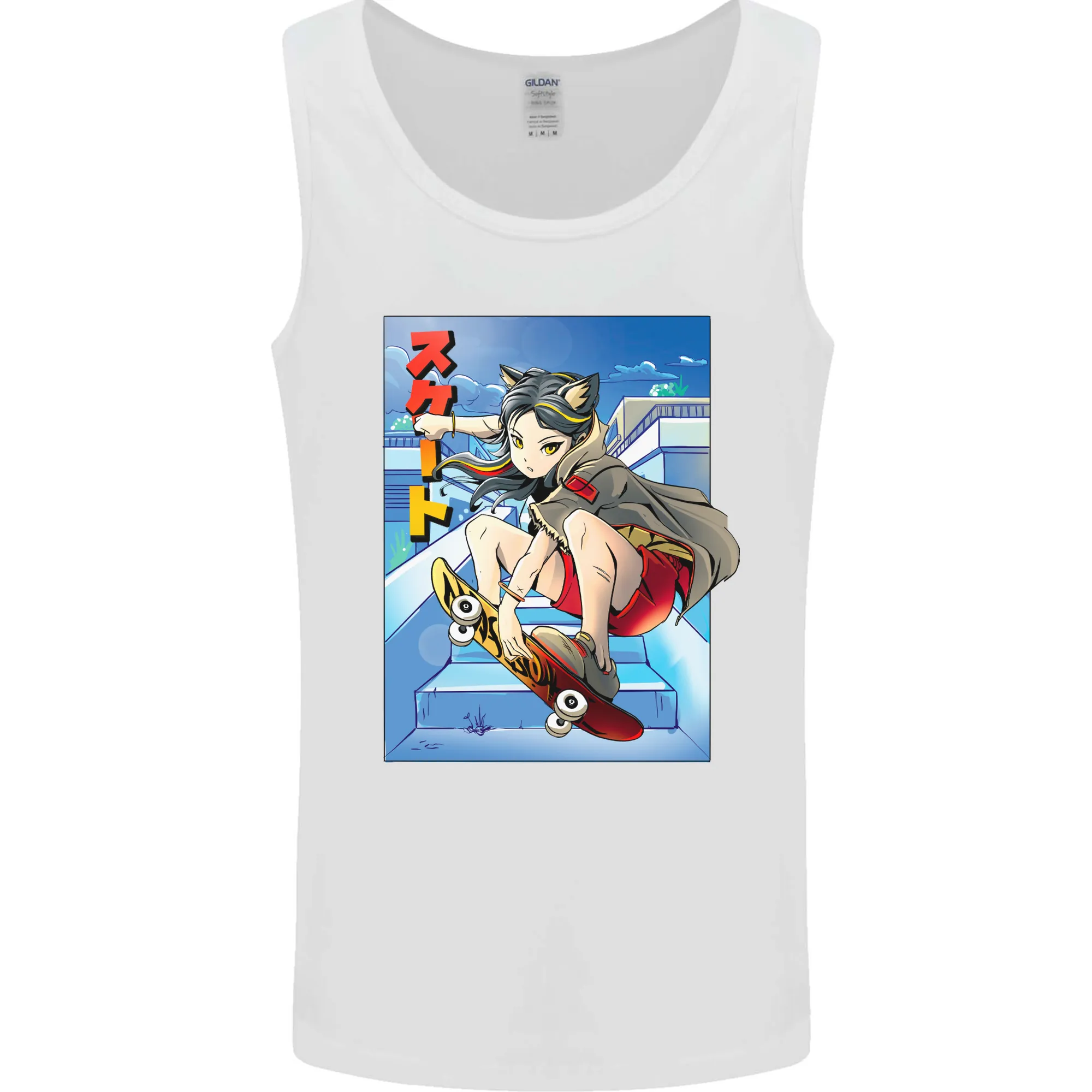 Anime Skater Girl Skateboard Skateboarding Mens Vest Tank Top