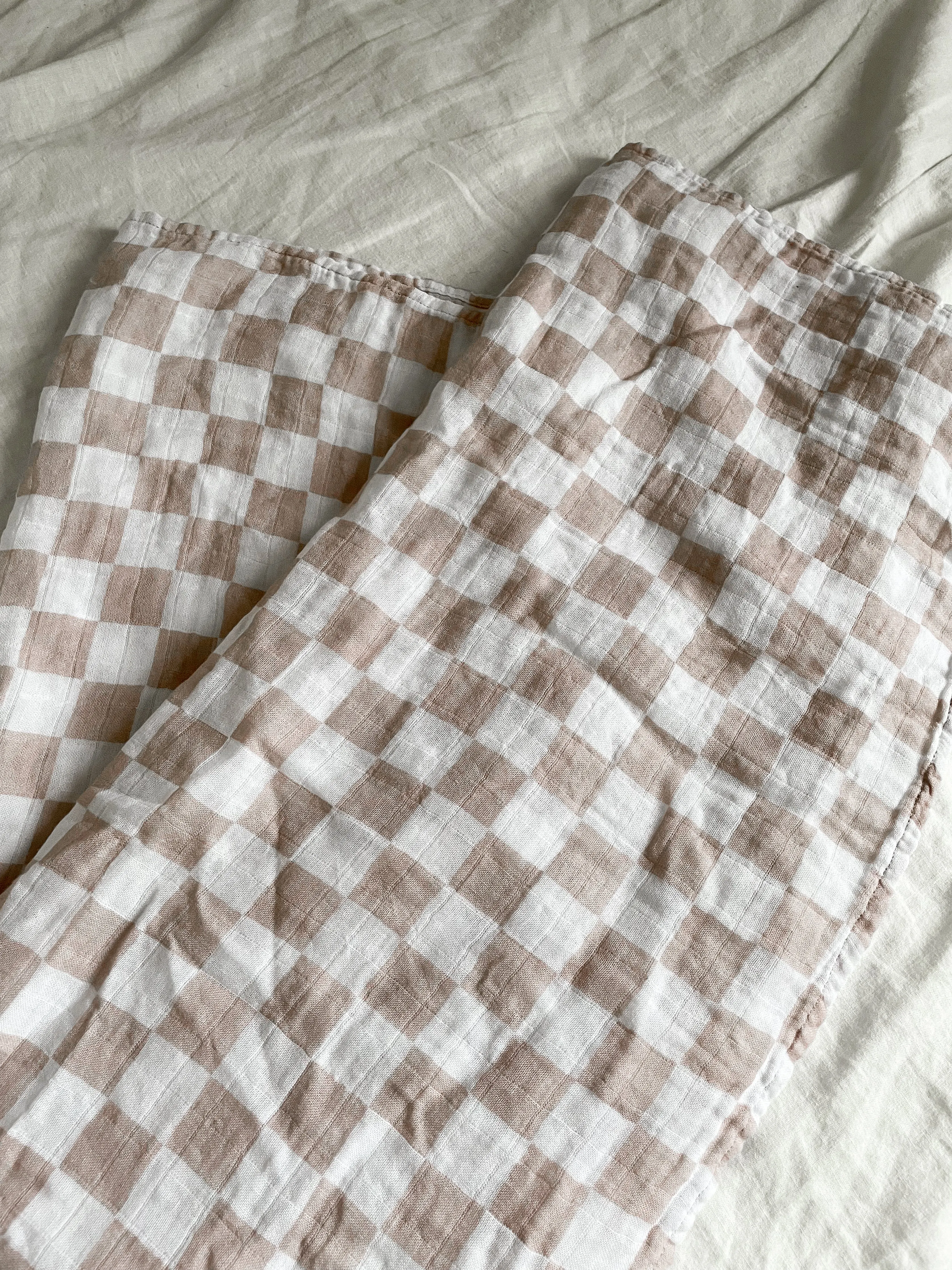 Baby Tan Checkered Board Swaddle