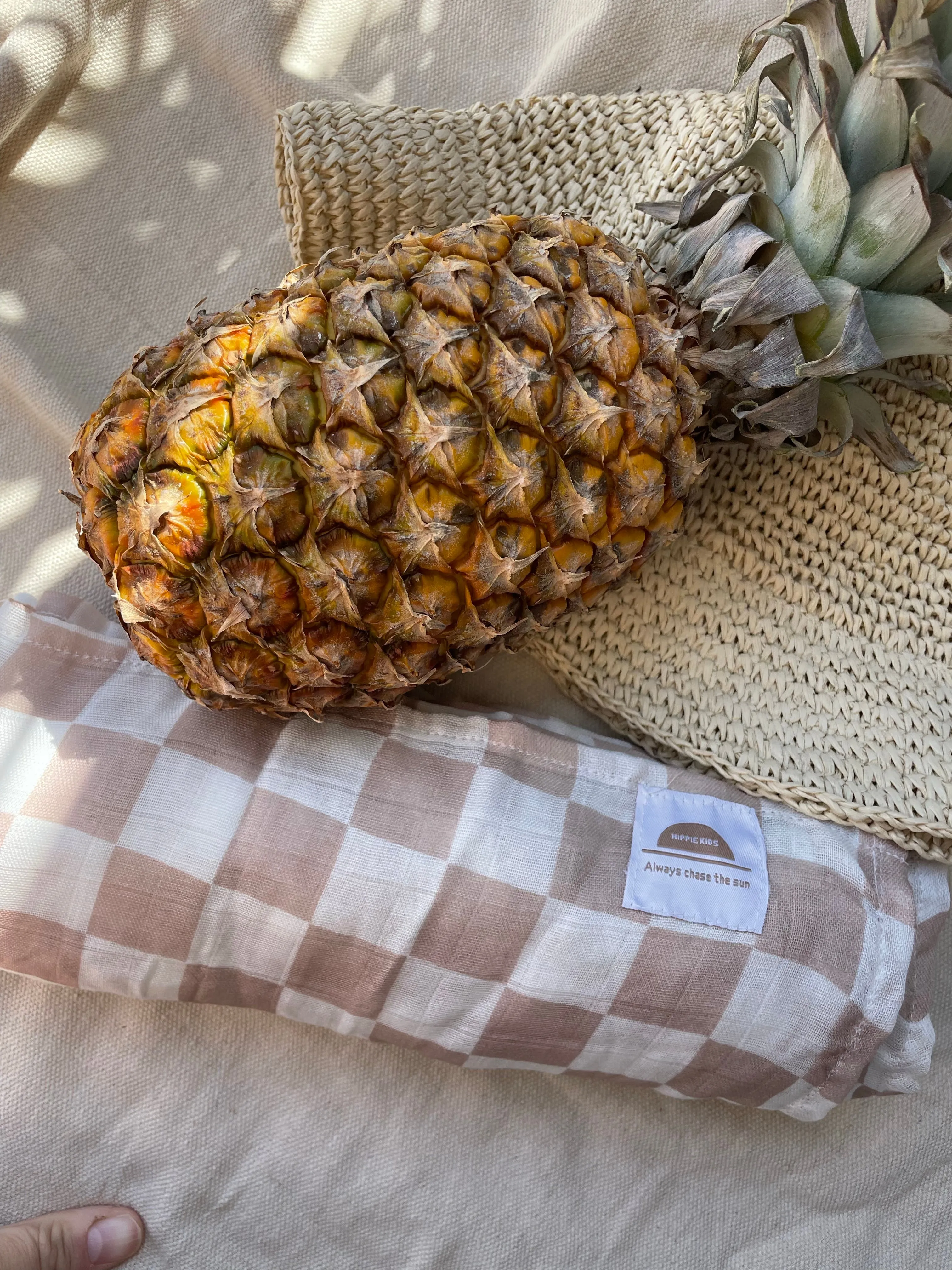 Baby Tan Checkered Board Swaddle