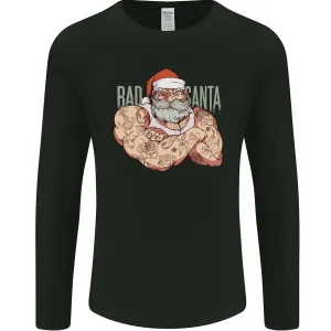 Bad Santa Christmas Tattoo Xmas Biker Gym Mens Long Sleeve T-Shirt