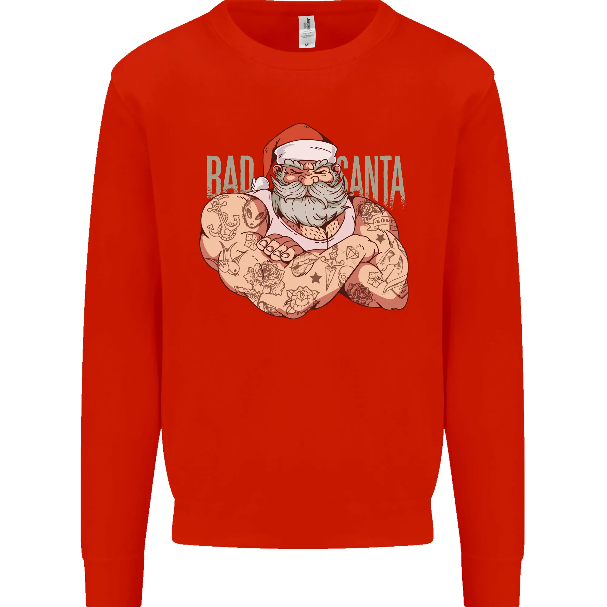 Bad Santa Christmas Tattoo Xmas Biker Gym Mens Sweatshirt Jumper