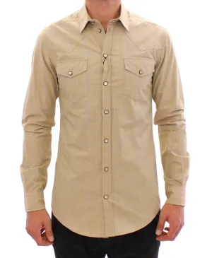 Beige Checkered SICILIA Fit Logo Casual Shirt