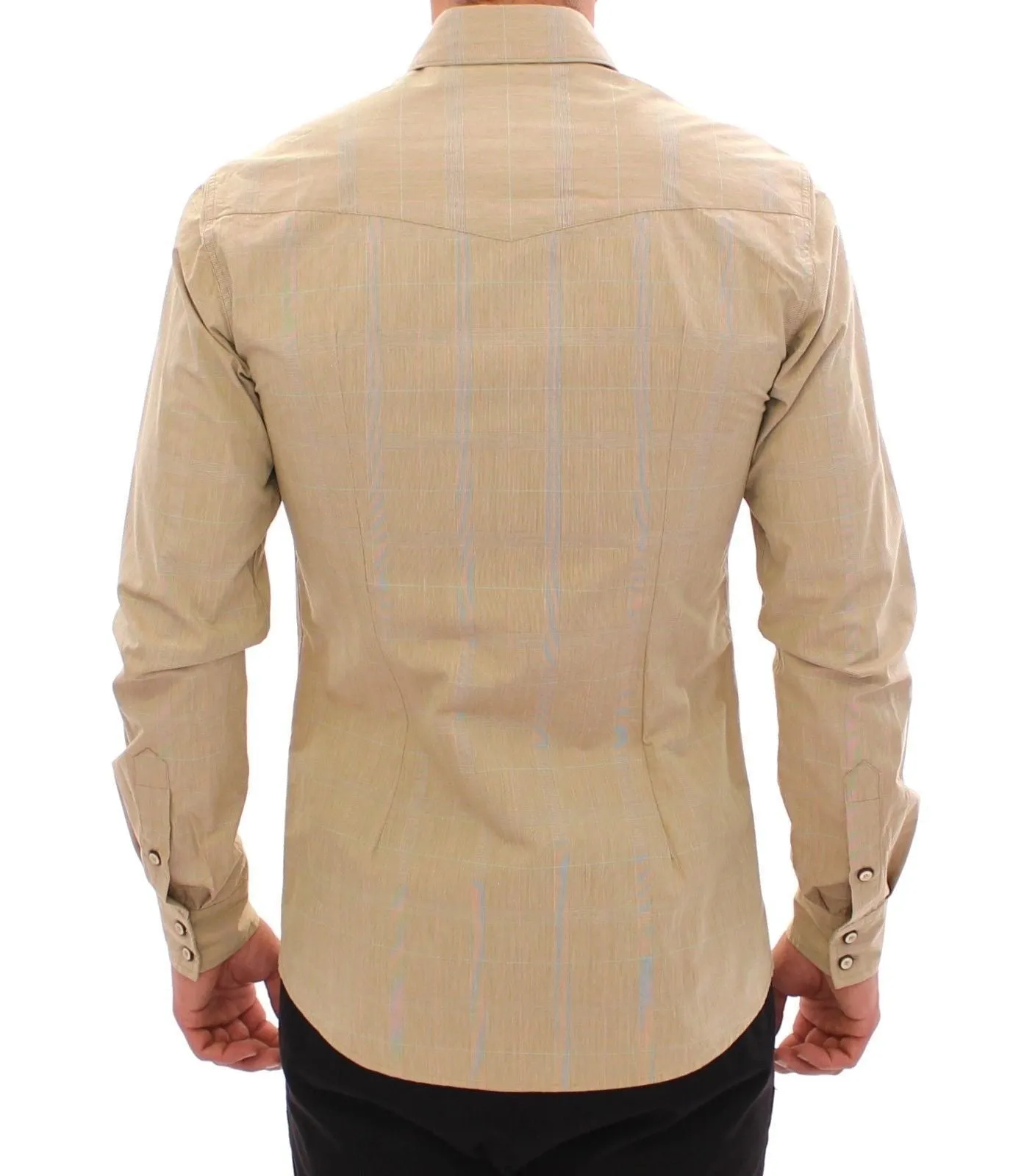 Beige Checkered SICILIA Fit Logo Casual Shirt